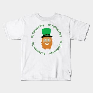 Cartoon of a man with long beard and green hat. St. Patrick's Day Kids T-Shirt